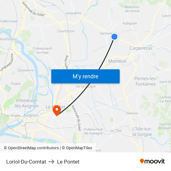 Loriol-Du-Comtat to Le Pontet map
