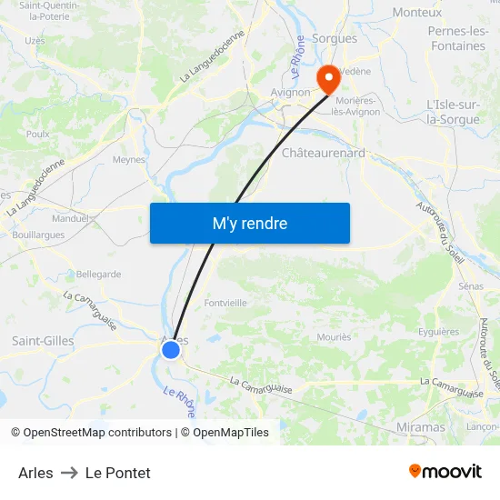 Arles to Le Pontet map