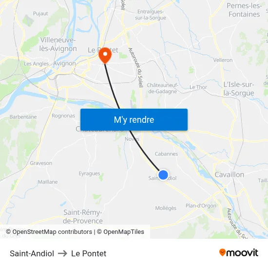 Saint-Andiol to Le Pontet map
