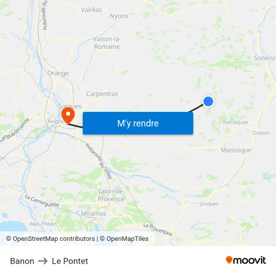 Banon to Le Pontet map