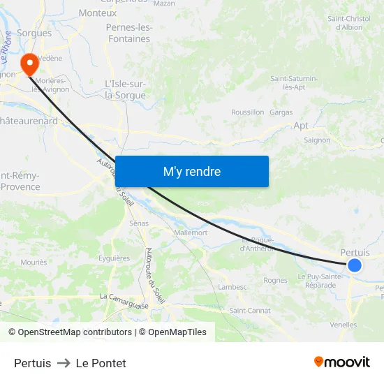 Pertuis to Le Pontet map