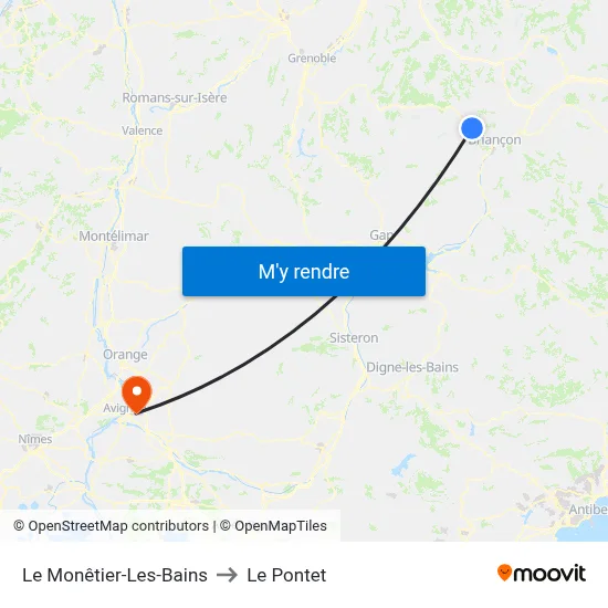 Le Monêtier-Les-Bains to Le Pontet map