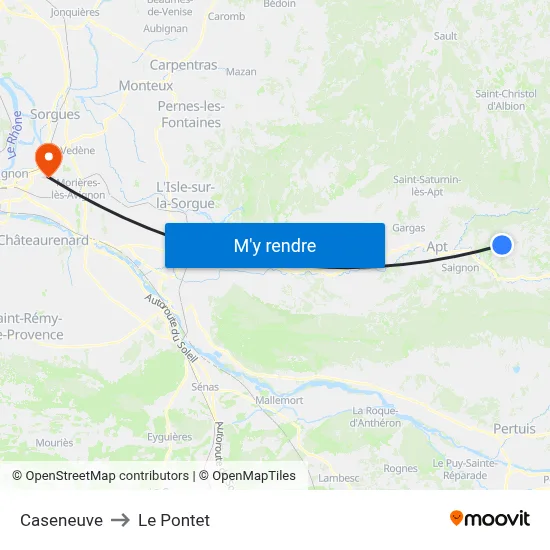Caseneuve to Le Pontet map