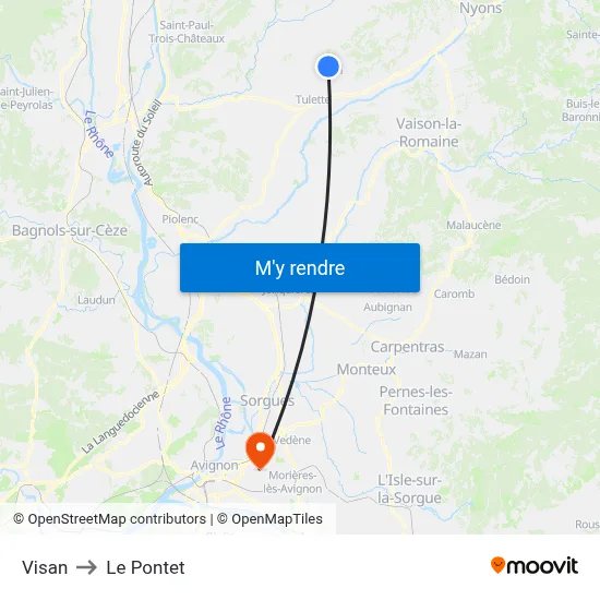 Visan to Le Pontet map