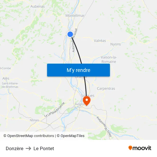 Donzère to Le Pontet map