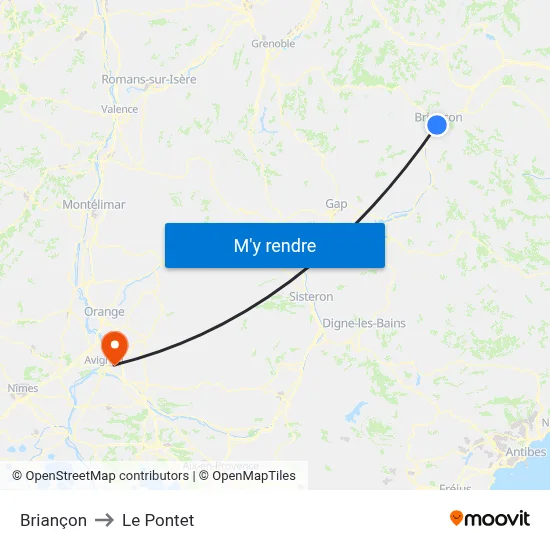 Briançon to Le Pontet map