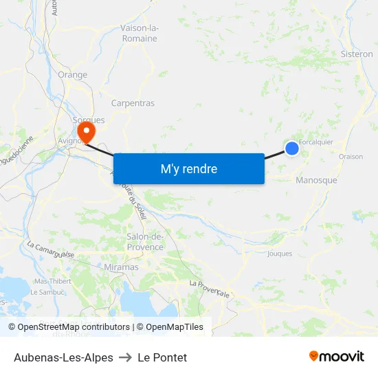 Aubenas-Les-Alpes to Le Pontet map