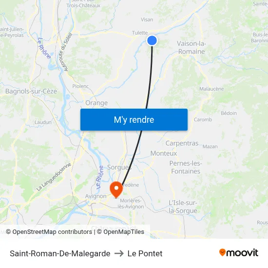 Saint-Roman-De-Malegarde to Le Pontet map