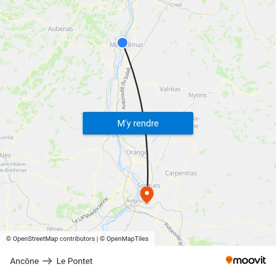 Ancône to Le Pontet map