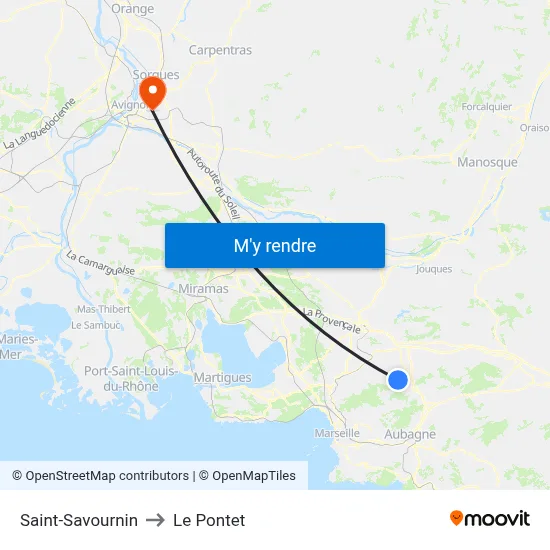 Saint-Savournin to Le Pontet map