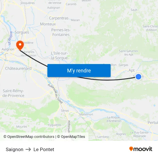 Saignon to Le Pontet map