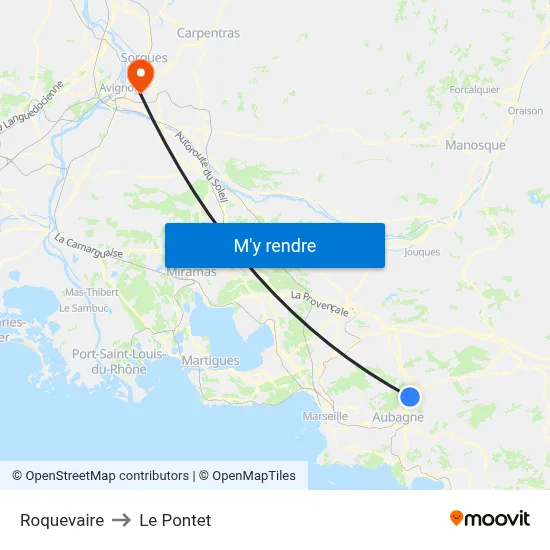 Roquevaire to Le Pontet map