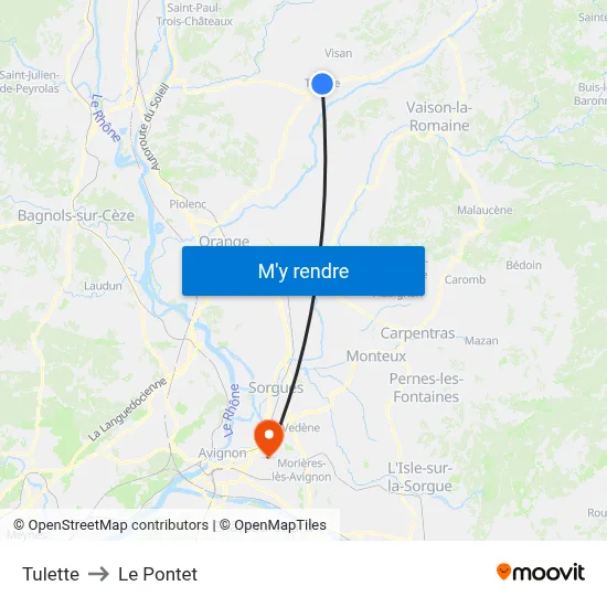 Tulette to Le Pontet map