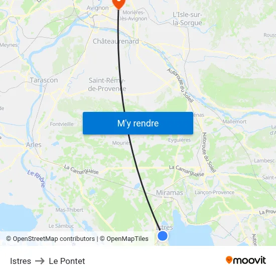 Istres to Le Pontet map