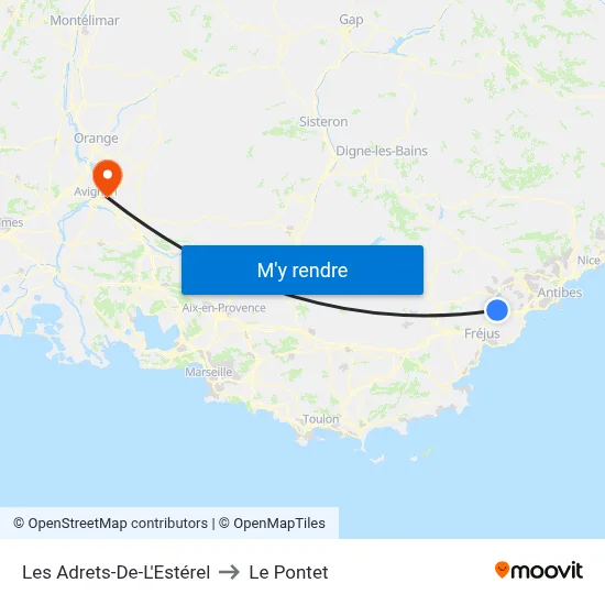 Les Adrets-De-L'Estérel to Le Pontet map