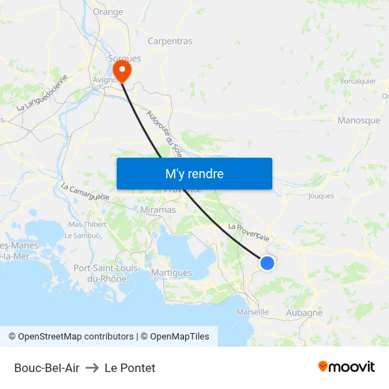 Bouc-Bel-Air to Le Pontet map