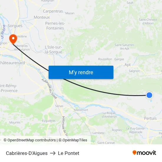 Cabrières-D'Aigues to Le Pontet map