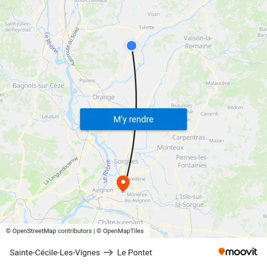 Sainte-Cécile-Les-Vignes to Le Pontet map