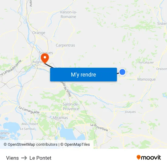 Viens to Le Pontet map