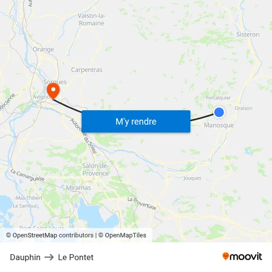 Dauphin to Le Pontet map