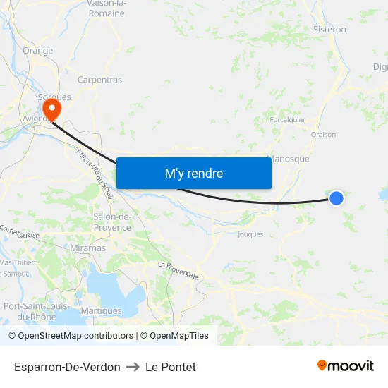 Esparron-De-Verdon to Le Pontet map