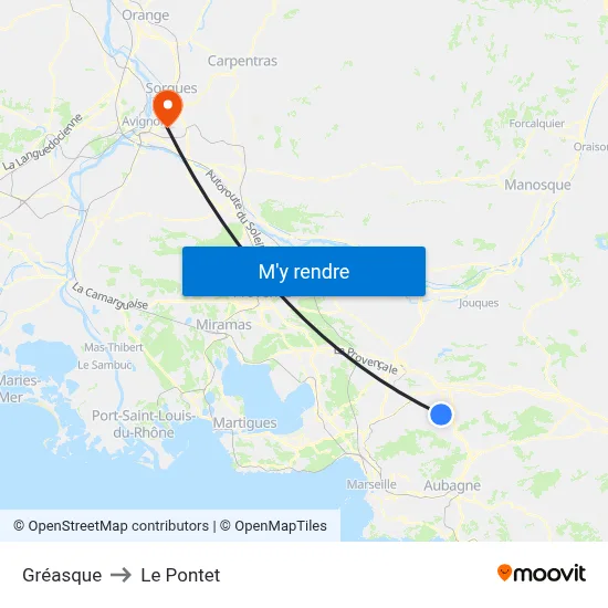 Gréasque to Le Pontet map