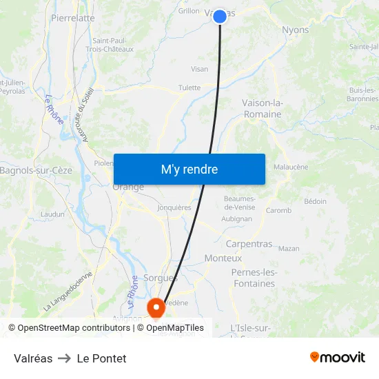 Valréas to Le Pontet map