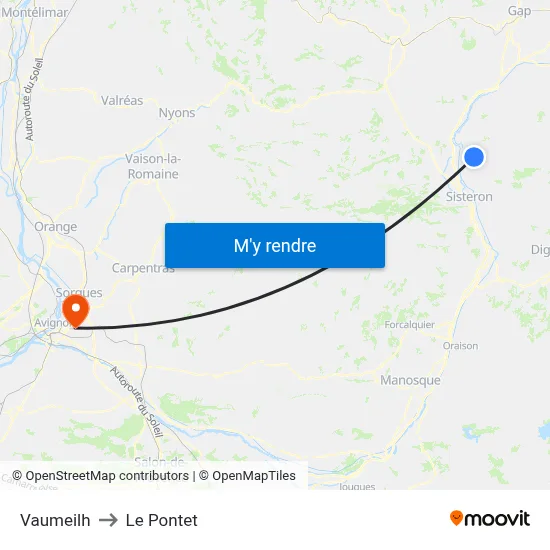 Vaumeilh to Le Pontet map