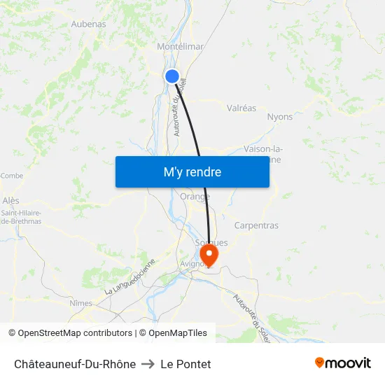 Châteauneuf-Du-Rhône to Le Pontet map