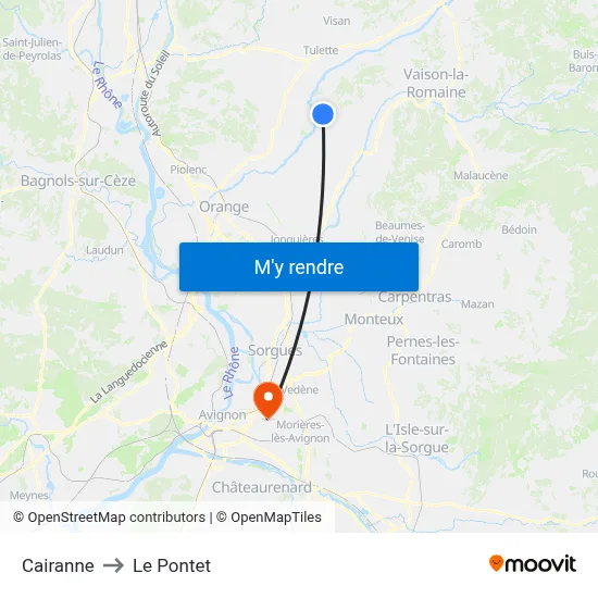 Cairanne to Le Pontet map