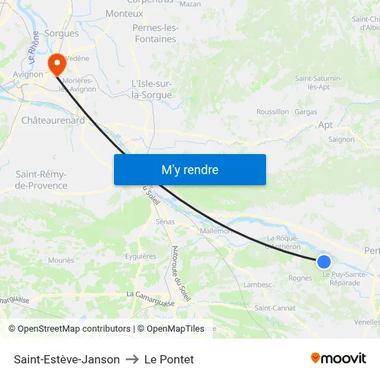 Saint-Estève-Janson to Le Pontet map
