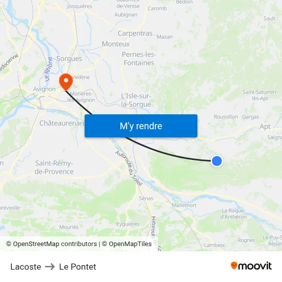 Lacoste to Le Pontet map