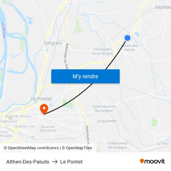 Althen-Des-Paluds to Le Pontet map