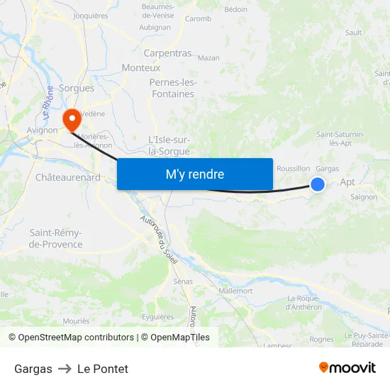 Gargas to Le Pontet map