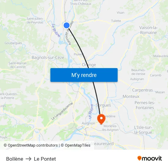 Bollène to Le Pontet map