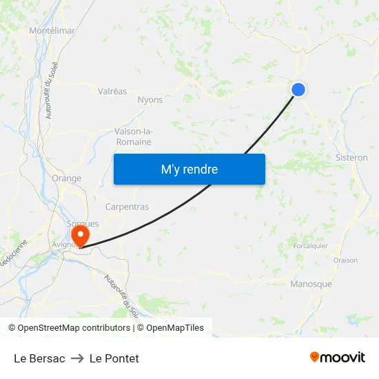 Le Bersac to Le Pontet map