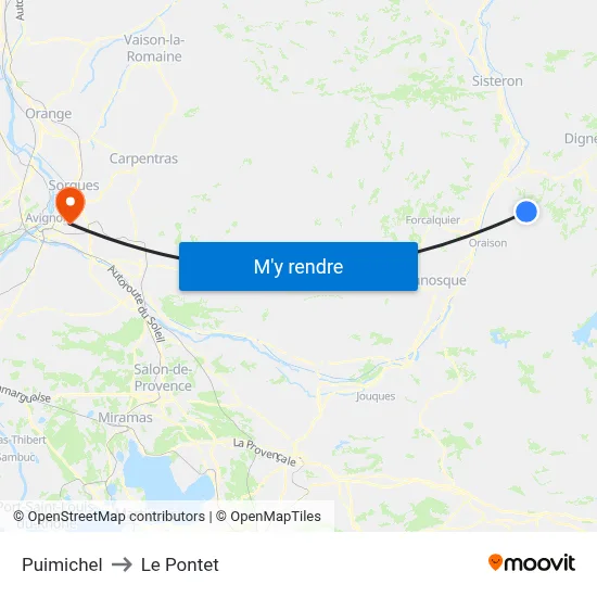 Puimichel to Le Pontet map