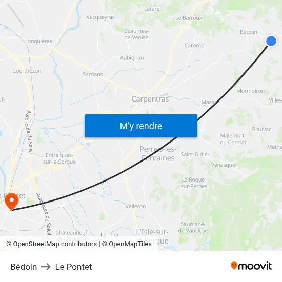 Bédoin to Le Pontet map