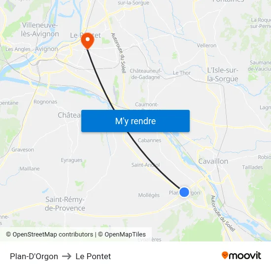 Plan-D'Orgon to Le Pontet map