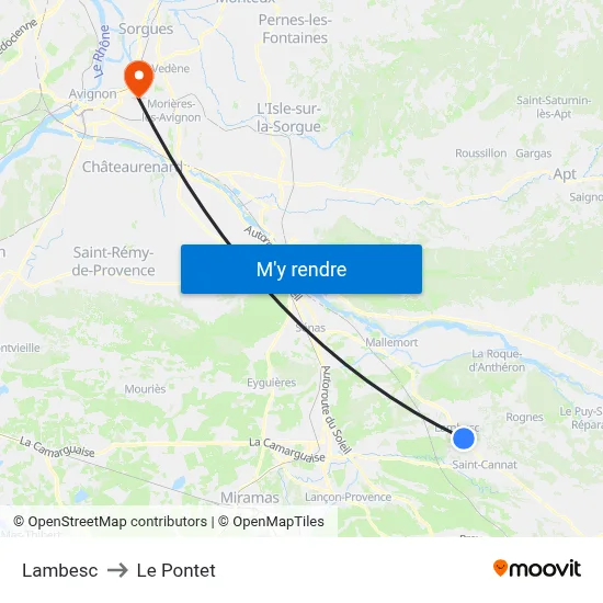 Lambesc to Le Pontet map
