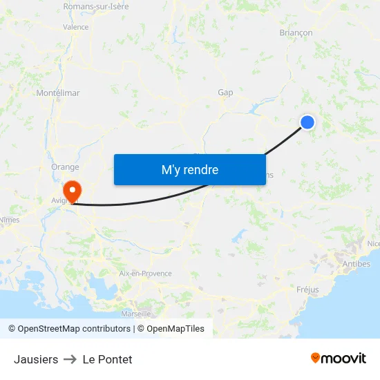 Jausiers to Le Pontet map