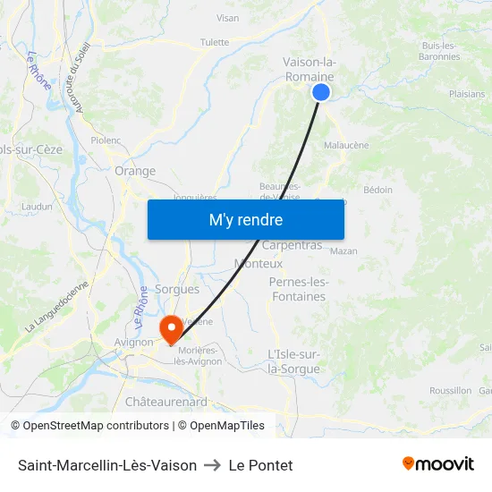 Saint-Marcellin-Lès-Vaison to Le Pontet map