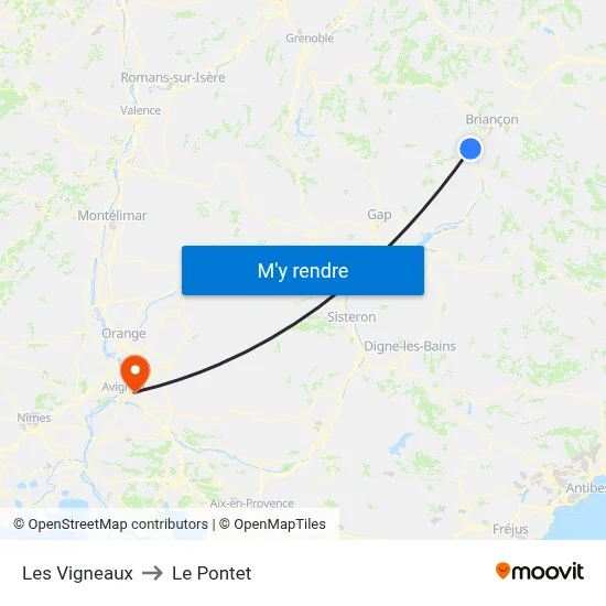 Les Vigneaux to Le Pontet map