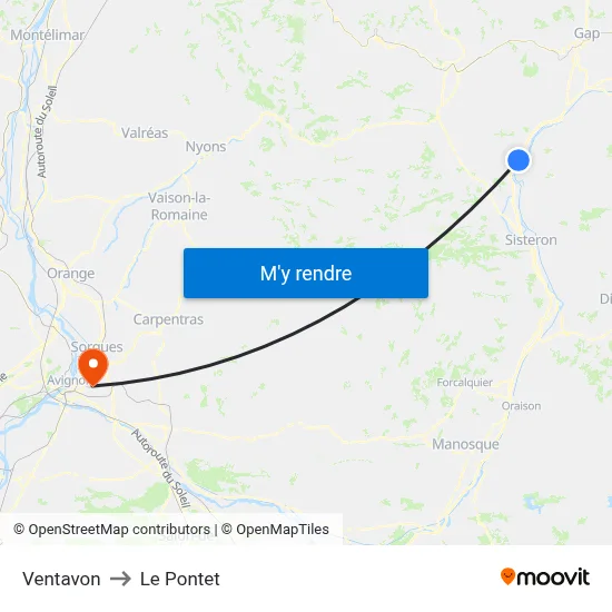 Ventavon to Le Pontet map