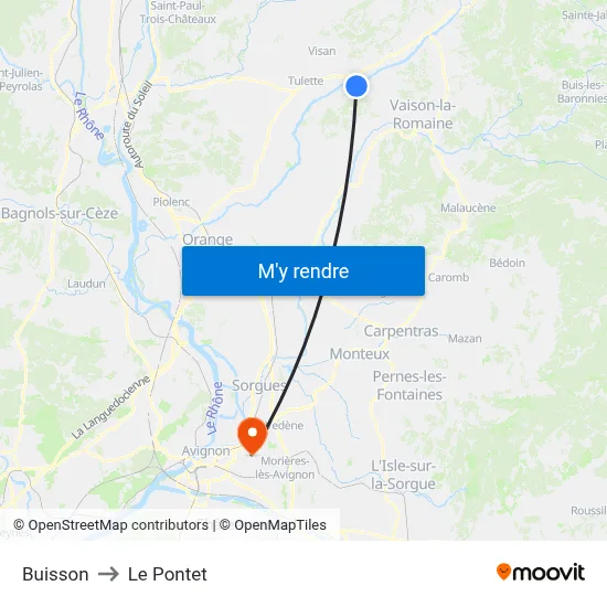 Buisson to Le Pontet map