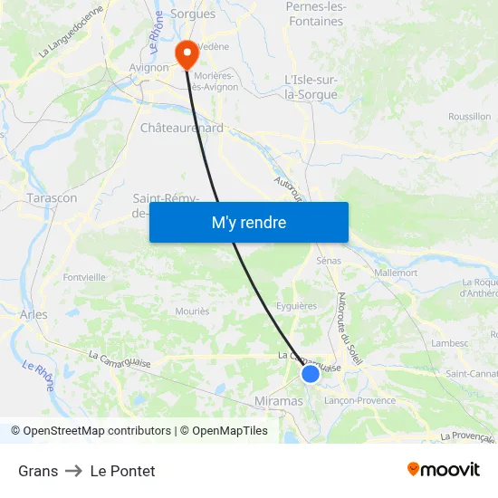 Grans to Le Pontet map