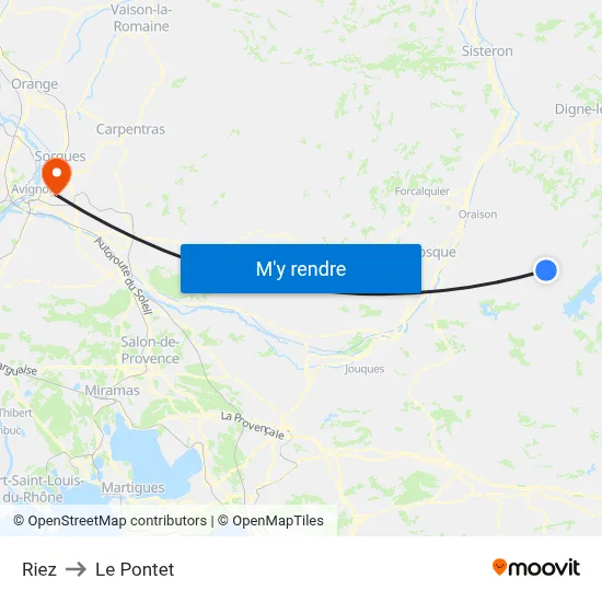 Riez to Le Pontet map