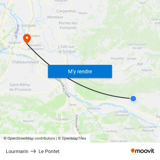 Lourmarin to Le Pontet map