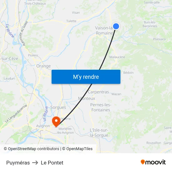 Puyméras to Le Pontet map