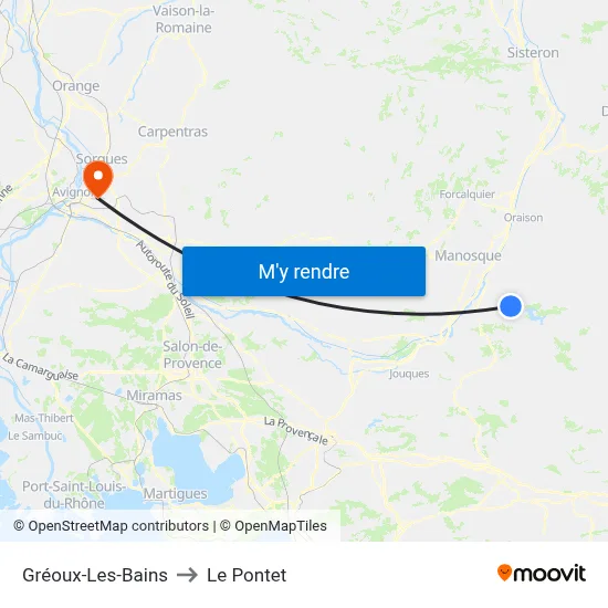 Gréoux-Les-Bains to Le Pontet map